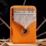 21-key light wood solid maple Kalimba - Sun motif