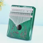 Kalimba 21 keys solid beech wood - green color - Asian boat and crane motif