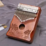 Kalimba 17 keys in retro wood - Palm and nature motif