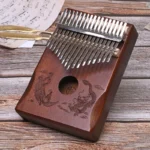 Kalimba 17 lames en bois - Motif dragon et phénix