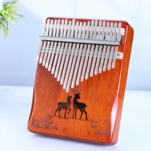 Kalimba 21 keys in solid beech wood - Deer and doe motif