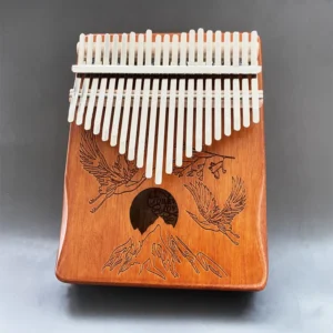 Kalimba 21 keys solid beech wood - Asian cranes and mountain motif