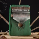 Kalimba 17 lames en bois de hêtre - Vert - Motif soleil